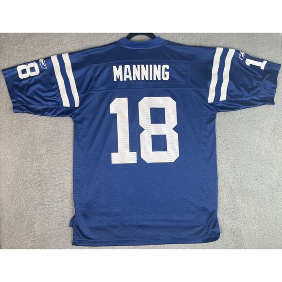 VTG Reebok Authentic Jersey Peyton Manning #18 Colts Mens Large Blue 48 NFL EUC - Picture 1 of 8